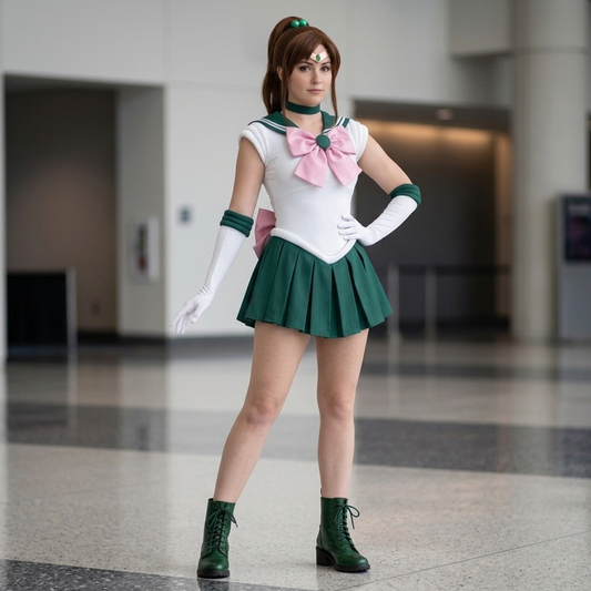 Sailor Moon Makoto Kino Cosplay Costume Full Set – Jupiter Green Dress SM007 party X party