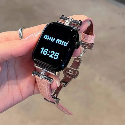 Apple Watch Crocodile Pattern Leather Strap – Diamond Arc de Triomphe Design SW-29 party X party
