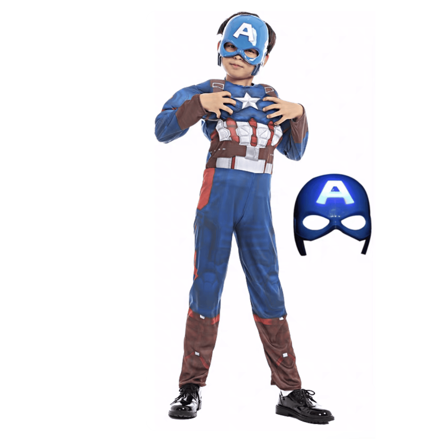Captain America Kids Costume Set – Marvel Avengers Hero Cosplay Outfit with Shield & Mask for Boys Halloween | MTJ202 party X party