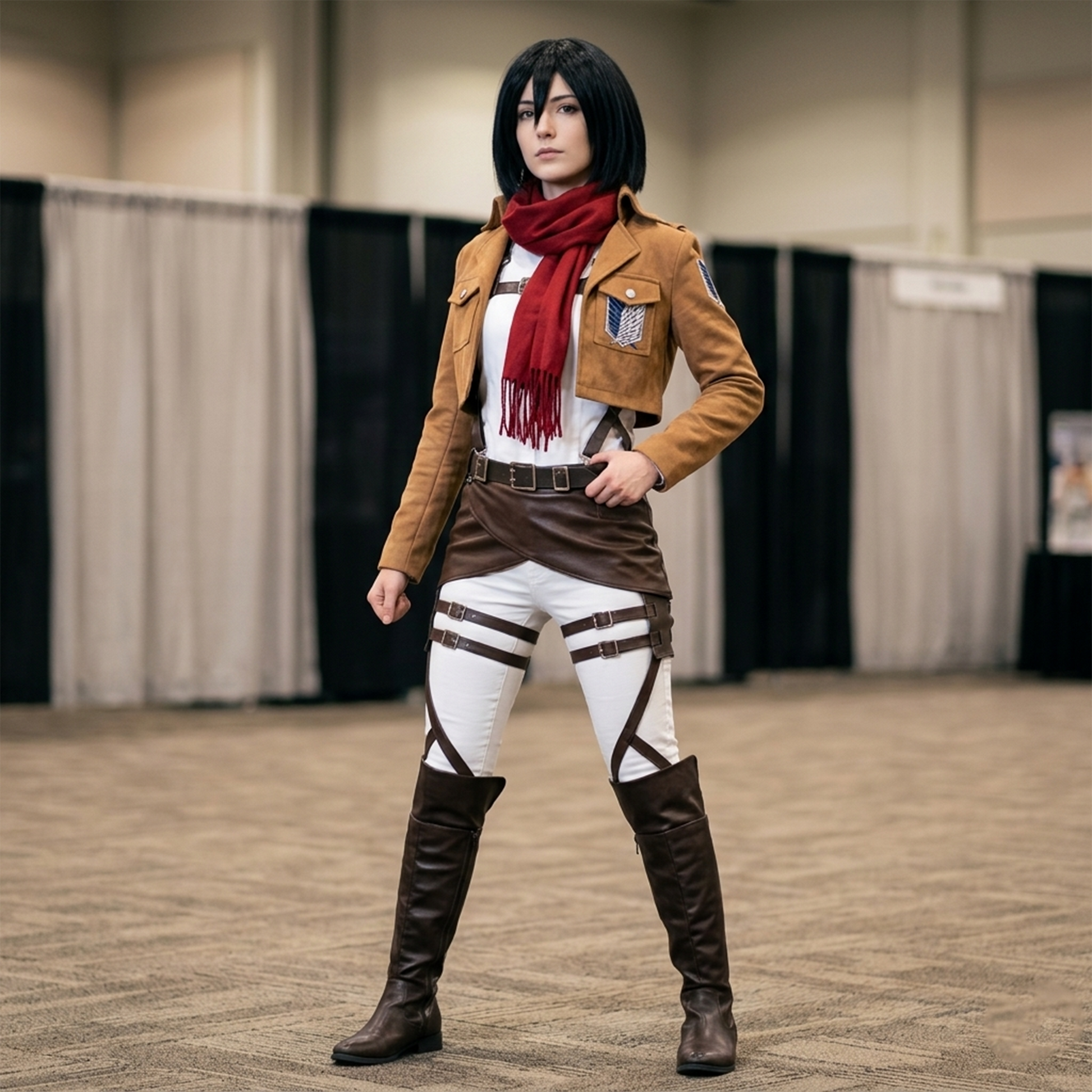 Eren Yeager Mikasa Ackerman Levi Ackerman Survey Corps Anime Cosplay Uniform Complete Outfit Set with Jacket & Harness – AOT002