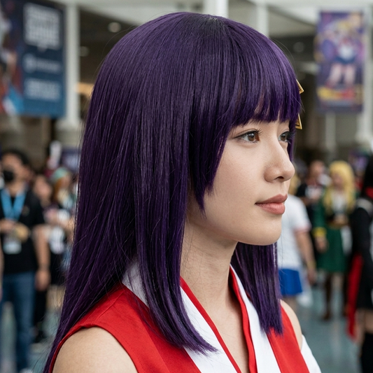 Sailor Moon Rei Hino Cosplay Wig – Long Purple Straight Hair SM013 party X party