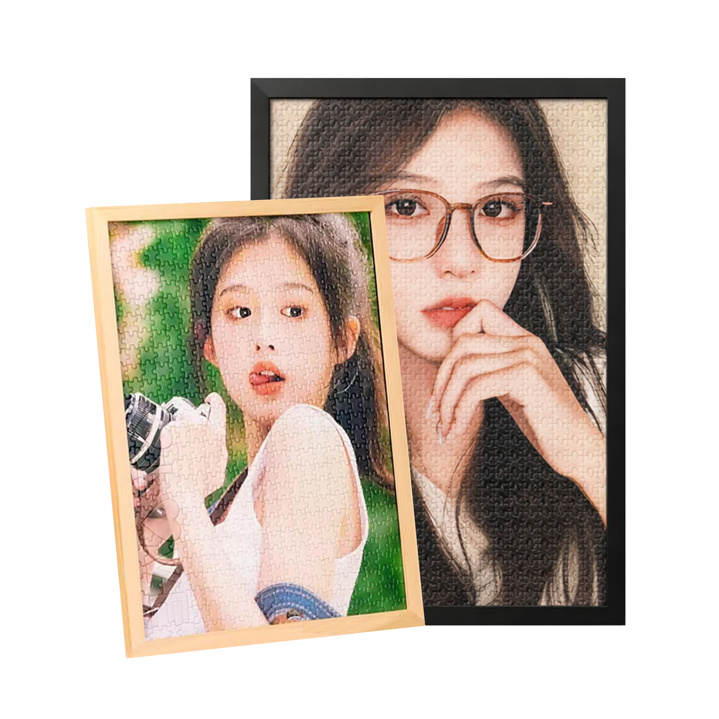 Personalized Couple Photo Jigsaw Puzzle with Solid Wood Frame – Custom Love Puzzle Gift (500–1314 Pieces)