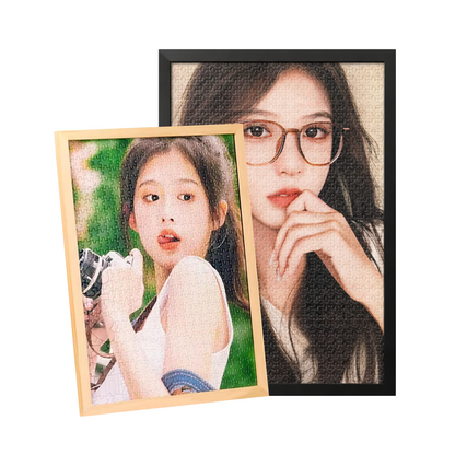 Personalized Couple Photo Jigsaw Puzzle with Solid Wood Frame – Custom Love Puzzle Gift (500–1314 Pieces)