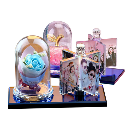 Custom Photo Crystal Lamp | Personalized Glowing Picture Frame | Unique Tabletop Wedding or Anniversary Gift | Creative DIY Light Display