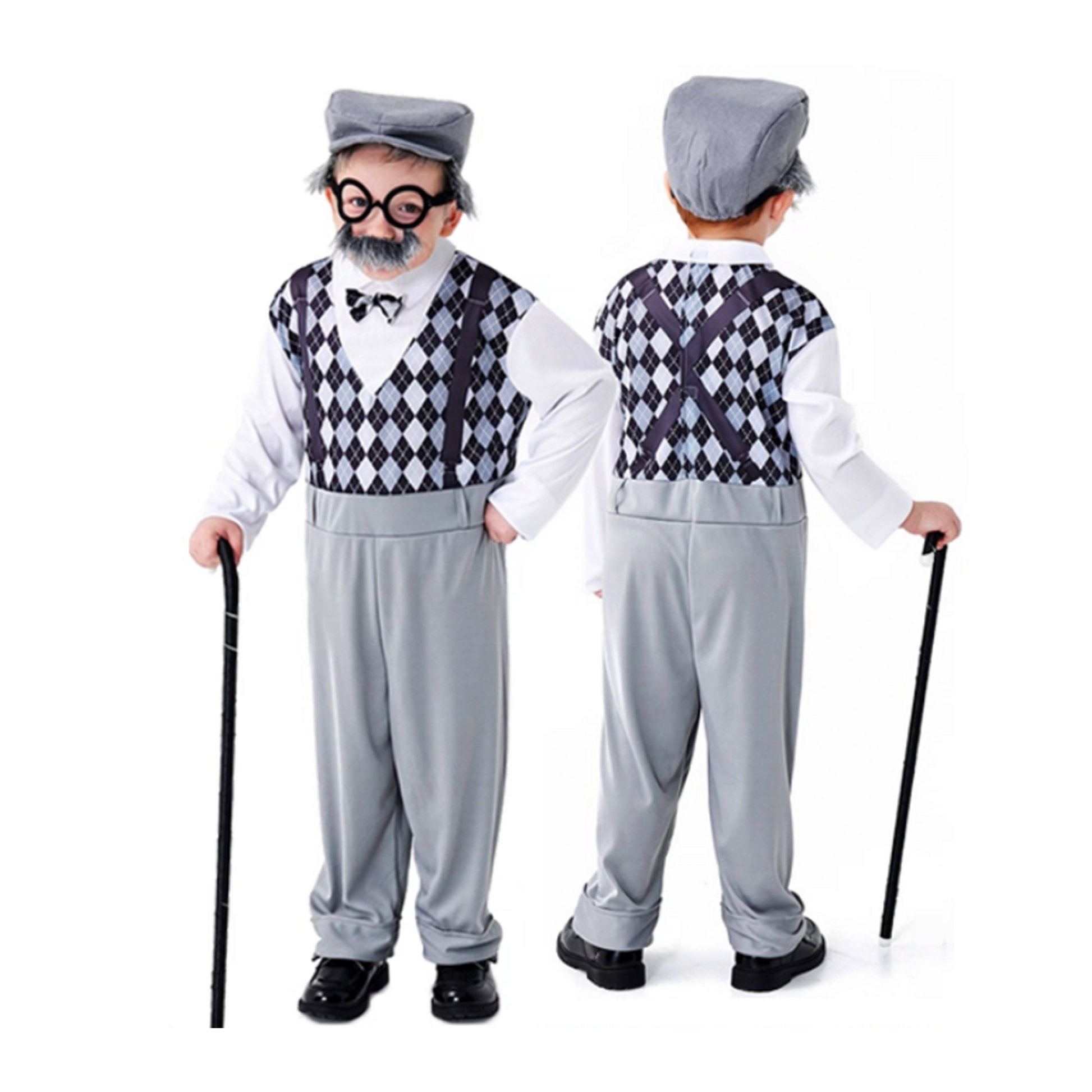 Halloween Kids Costume Grandpa Grandma Elderly Outfit Performance party X party