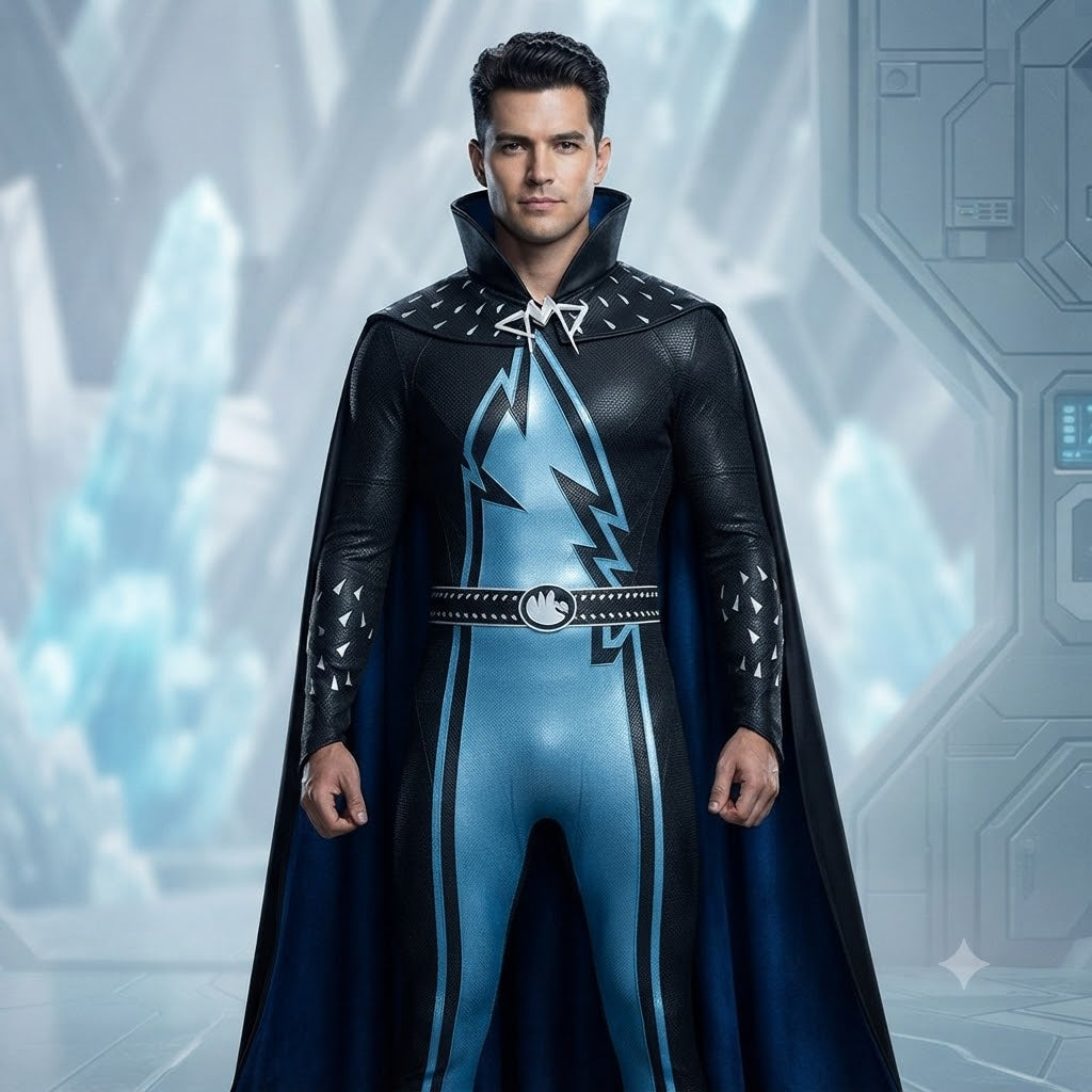 M Superman Cosplay – New City Superman Villain Bodysuit with Cape – Stage Performance Costume | DC008 party X party