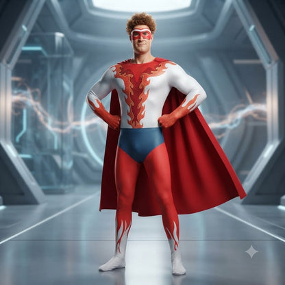M Superman Gray Cosplay – New City Superman Villain Bodysuit with Cape – Stage Performance Costume | DC006 party X party