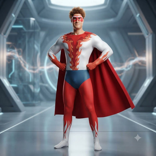 M Superman Gray Cosplay – New City Superman Villain Bodysuit with Cape – Stage Performance Costume | DC006 party X party