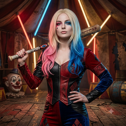 Harley Quinn Suicide Squad (2016) Cosplay Wig – Blue & Pink Harajuku Style – DC216 party X party