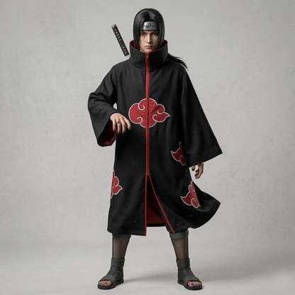 Naruto Tobi (Obito Uchiha) Akatsuki Costume – Complete Red Cloud Cape Anime Cosplay Set N007 party X party