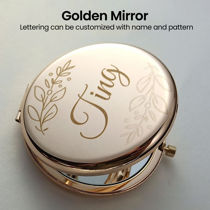 Custom Text Logo Portable Mirror – Bridesmaid Gift, Bride Souvenir, Company Gift, Graduation Gift, Makeup Mirror