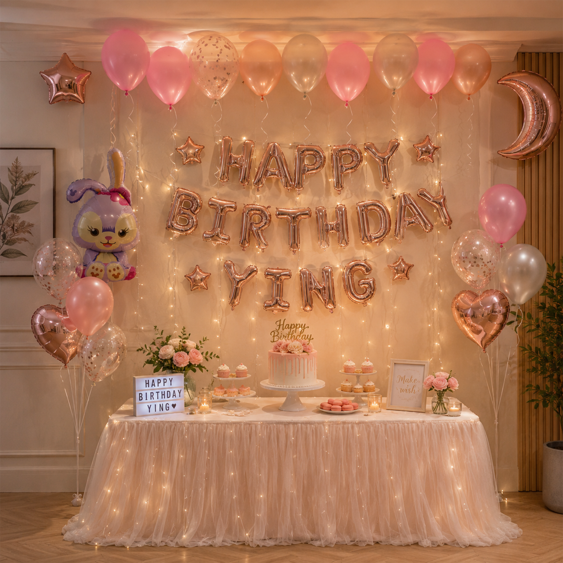 Birthday Balloon Set | Rose Gold + Pink Color Theme | Perfect for a Hotel Staycation Surprise! | H005 party X party