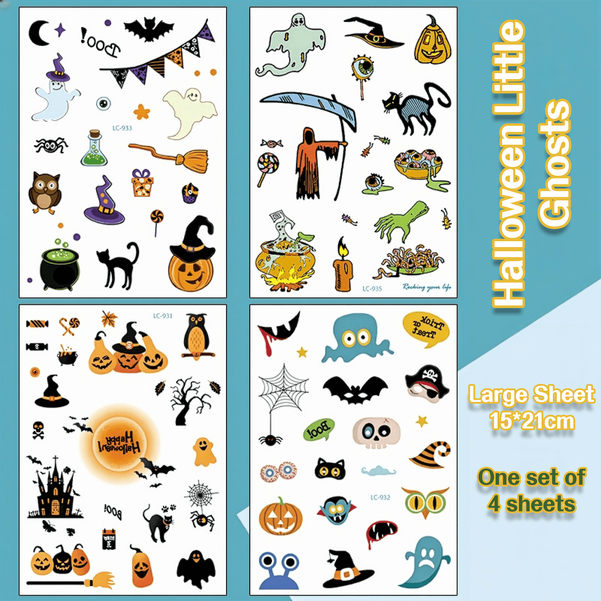 Halloween Temporary Tattoo Stickers for Kids – Waterproof & Skin-Safe | 10+ Cute & Spooky Designs - party X party