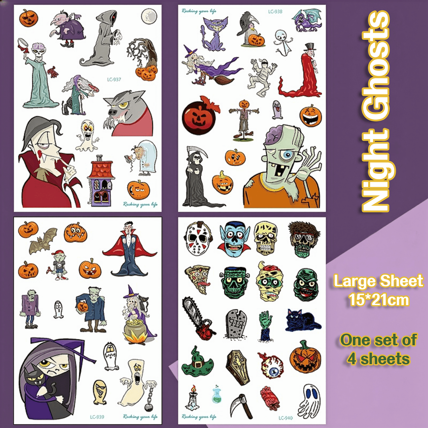 Halloween Temporary Tattoo Stickers for Kids – Waterproof & Skin-Safe | 10+ Cute & Spooky Designs - party X party
