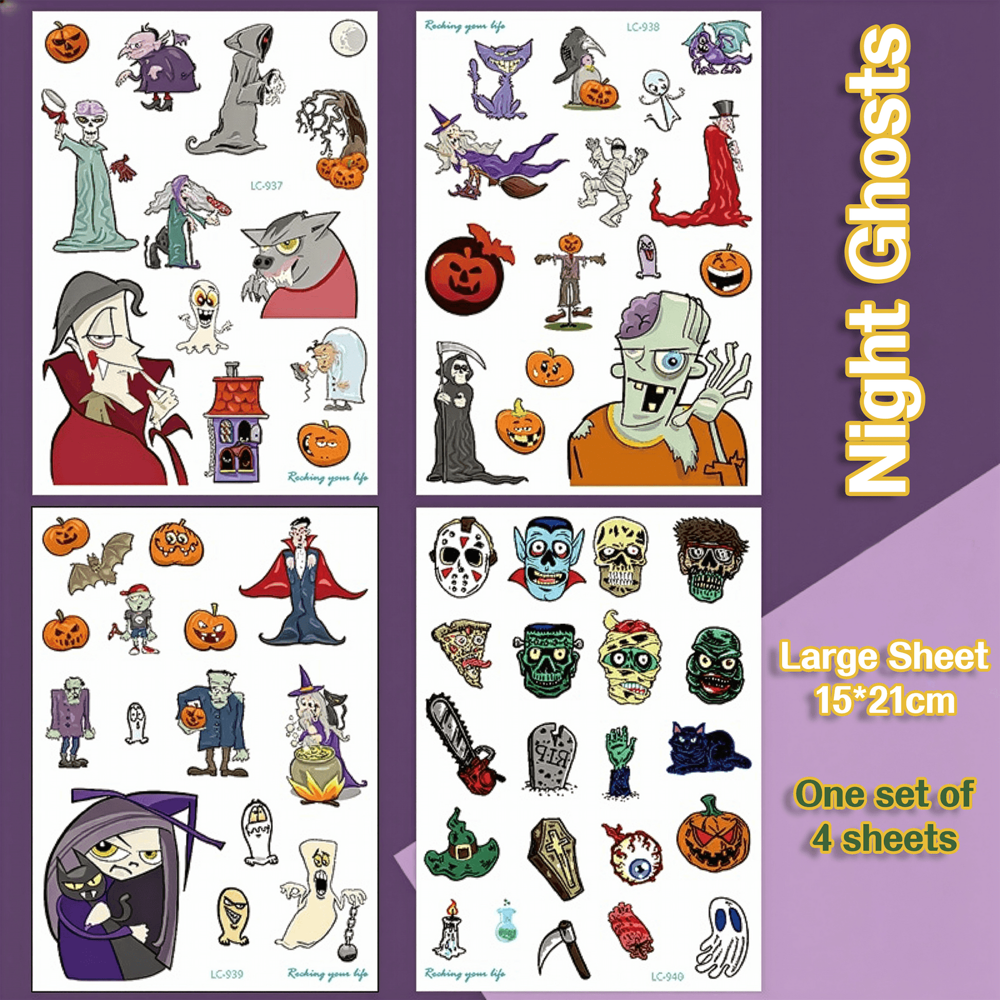 Halloween Temporary Tattoo Stickers for Kids – Waterproof & Skin-Safe | 10+ Cute & Spooky Designs - party X party