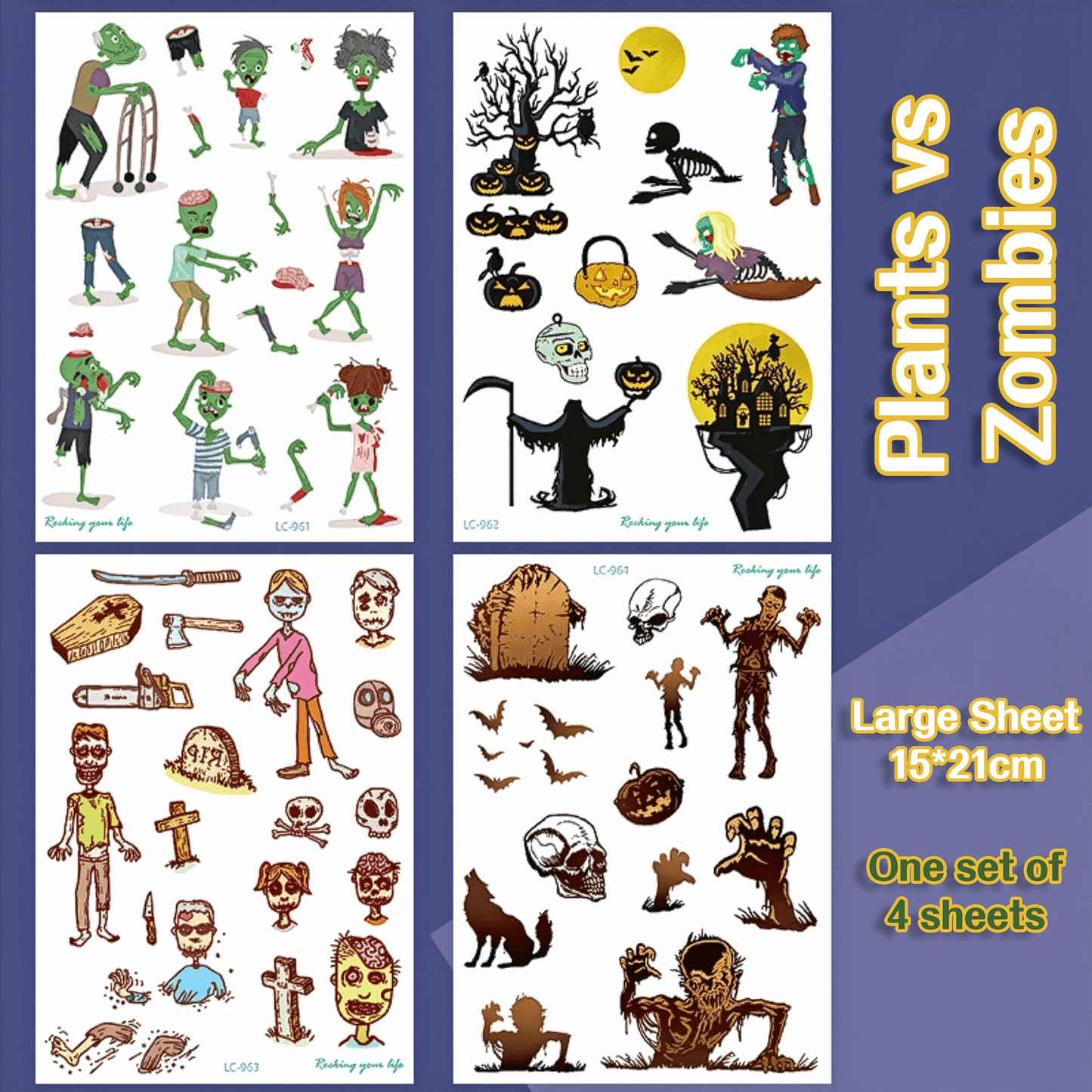 Halloween Temporary Tattoo Stickers for Kids – Waterproof & Skin-Safe | 10+ Cute & Spooky Designs - party X party