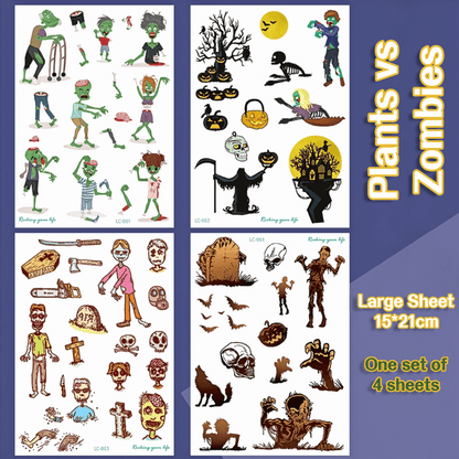 Halloween Temporary Tattoo Stickers for Kids – Waterproof & Skin-Safe | 10+ Cute & Spooky Designs - party X party