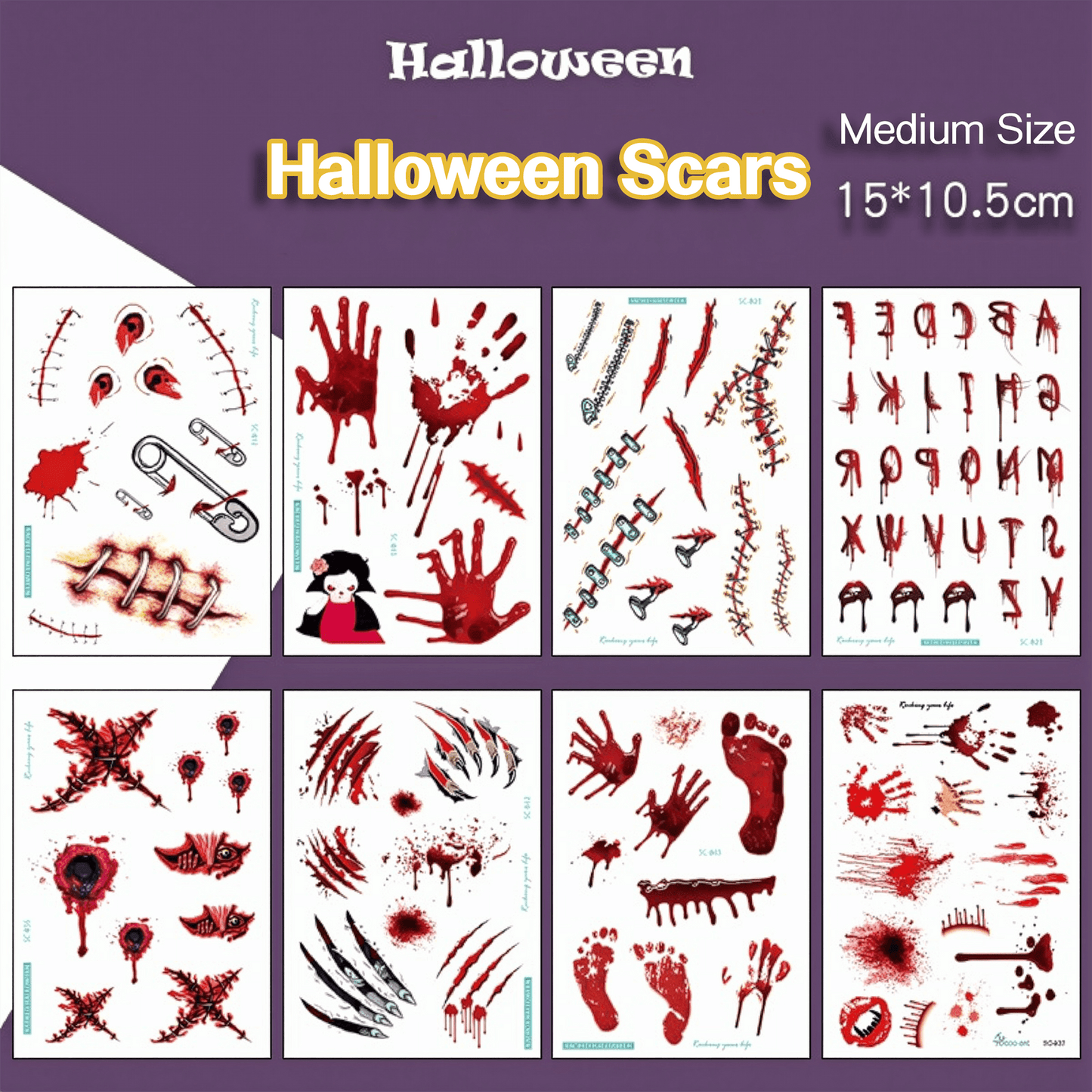 Halloween Temporary Tattoo Stickers for Kids – Waterproof & Skin-Safe | 10+ Cute & Spooky Designs - party X party