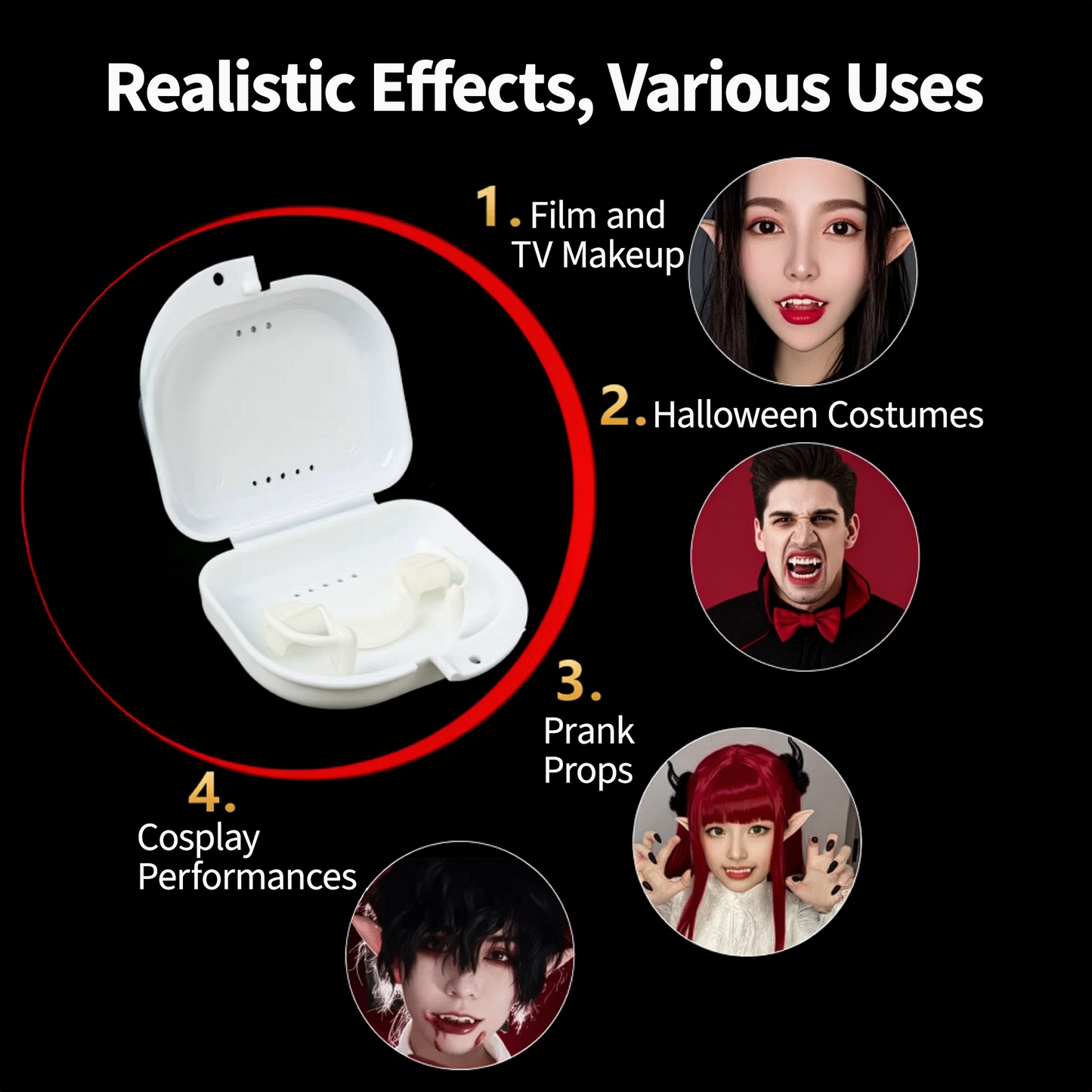 Cosplay Fake Vampire Teeth + Elf Ears Set | Halloween Costume Accessory