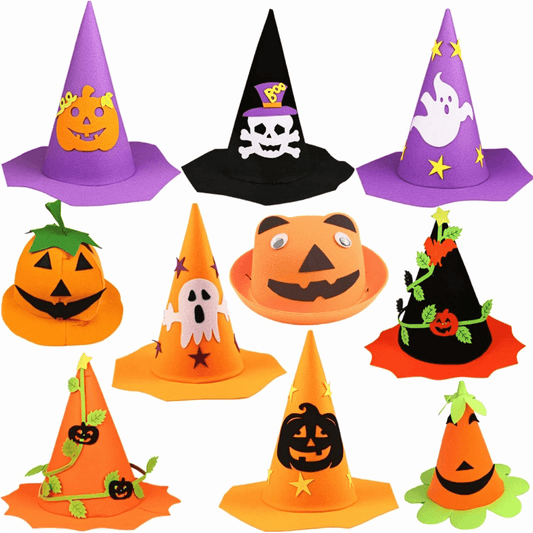 Kids Halloween Pumpkin & Character Witch Hat | Costume Party Accessory - party X party