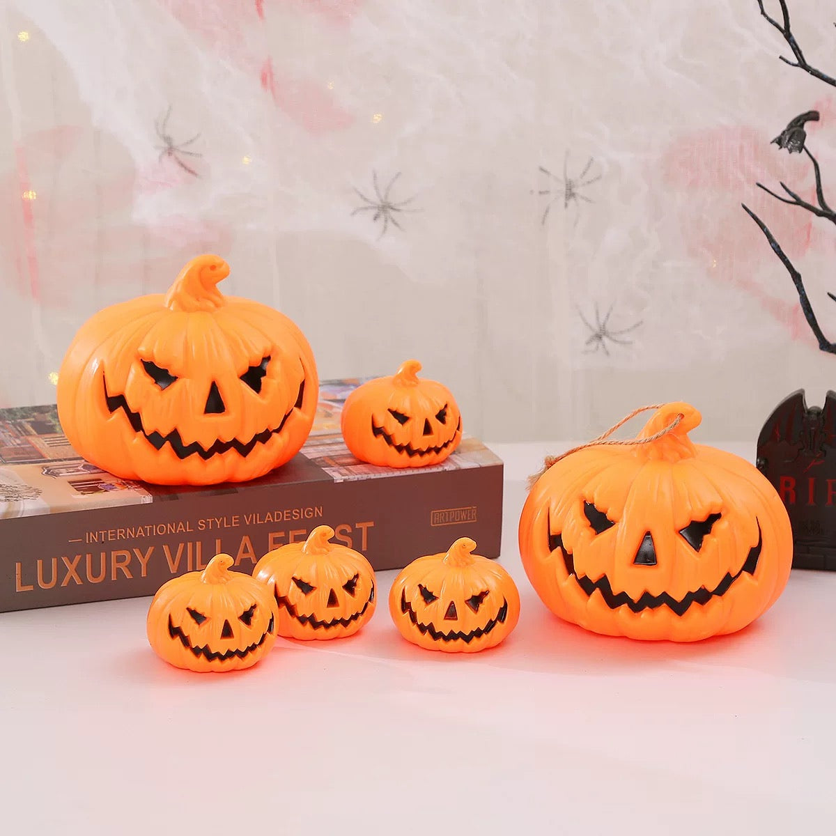 Halloween Pumpkin LED Light Lamp | Spooky Jack-o'-Lantern Table Decoration (Large)