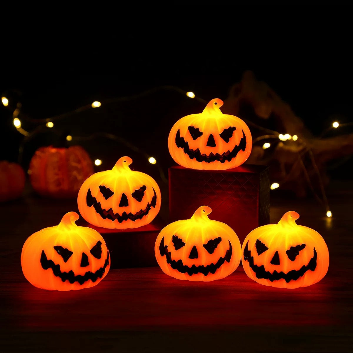 Halloween Pumpkin LED Light Lamp | Spooky Jack-o'-Lantern Table Decoration (Large)