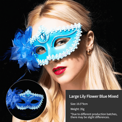 Elegant Feather & Lace Masquerade Masks - Venetian-Style for Halloween - party X party