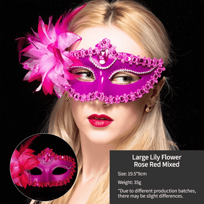 Elegant Feather & Lace Masquerade Masks - Venetian-Style for Halloween - party X party