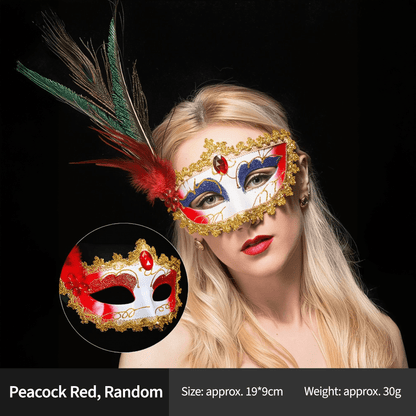 Elegant Feather & Lace Masquerade Masks - Venetian-Style for Halloween - party X party