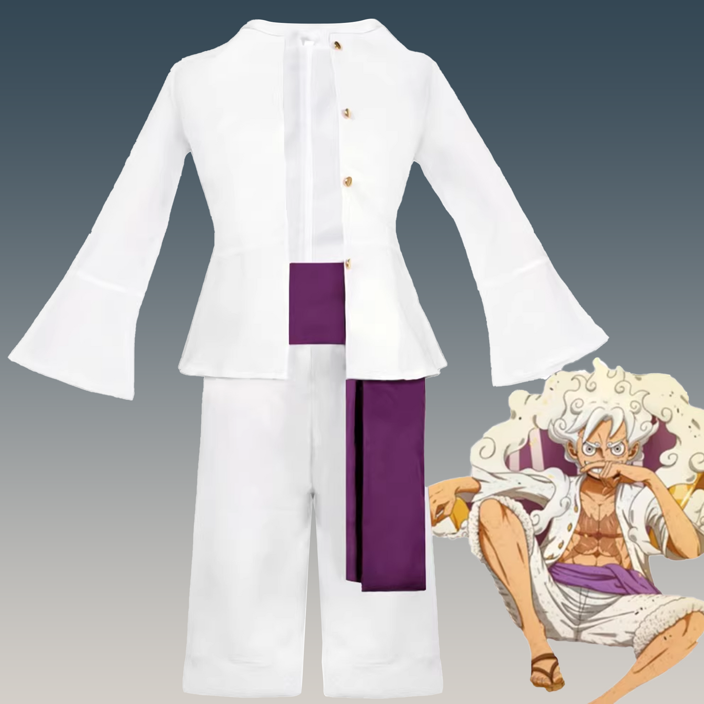 One Piece Wano Country Awakening – Monkey D. Luffy Gear 5 Sun God Nika Cosplay Costume 0024 party X party