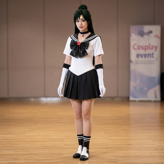 Sailor Moon Setsuna Meiou Cosplay Costume Full Set – Pluto Black Dress SM005 party X party