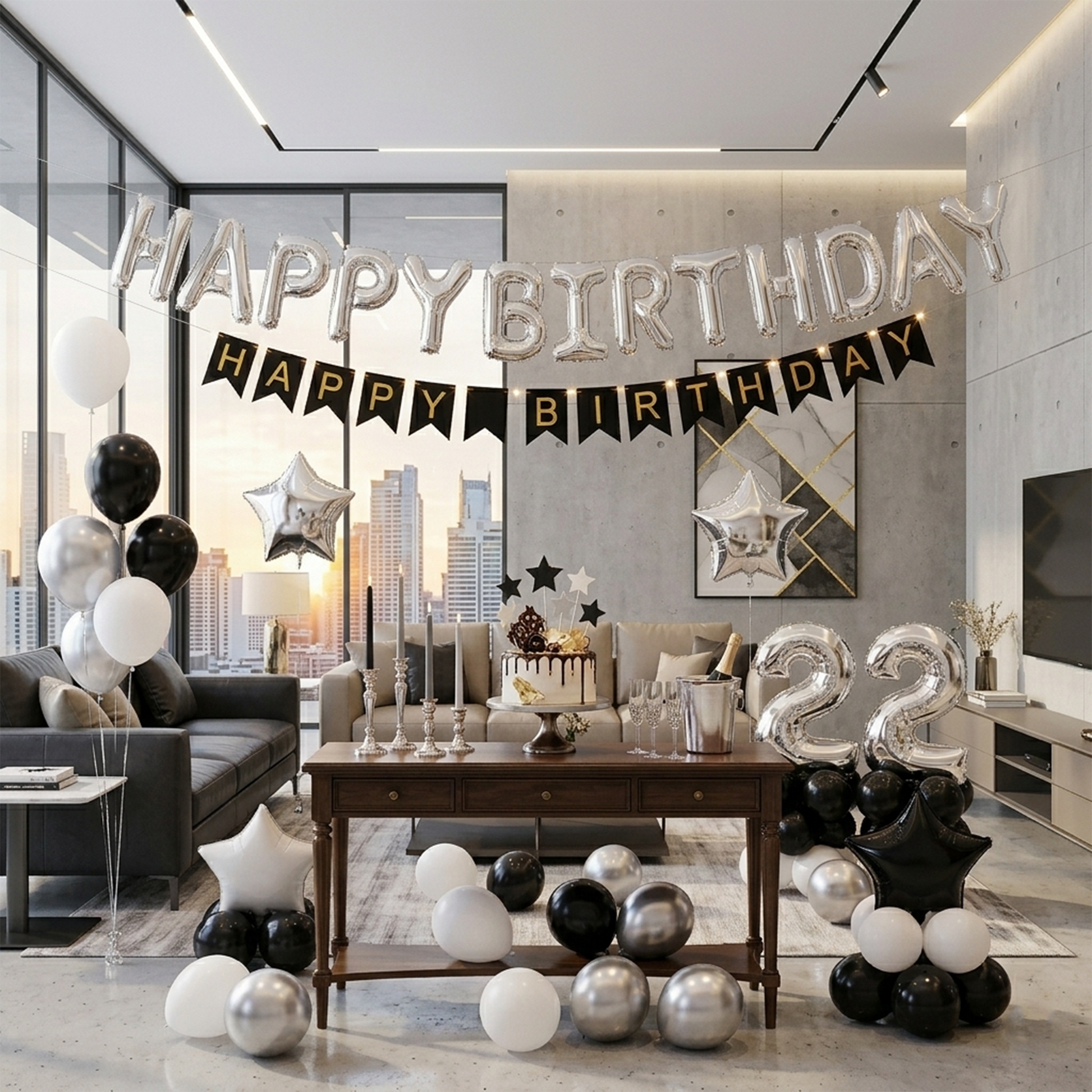 Black and White Balloon Decoration Set for Monochrome Party Style - S065 party X party