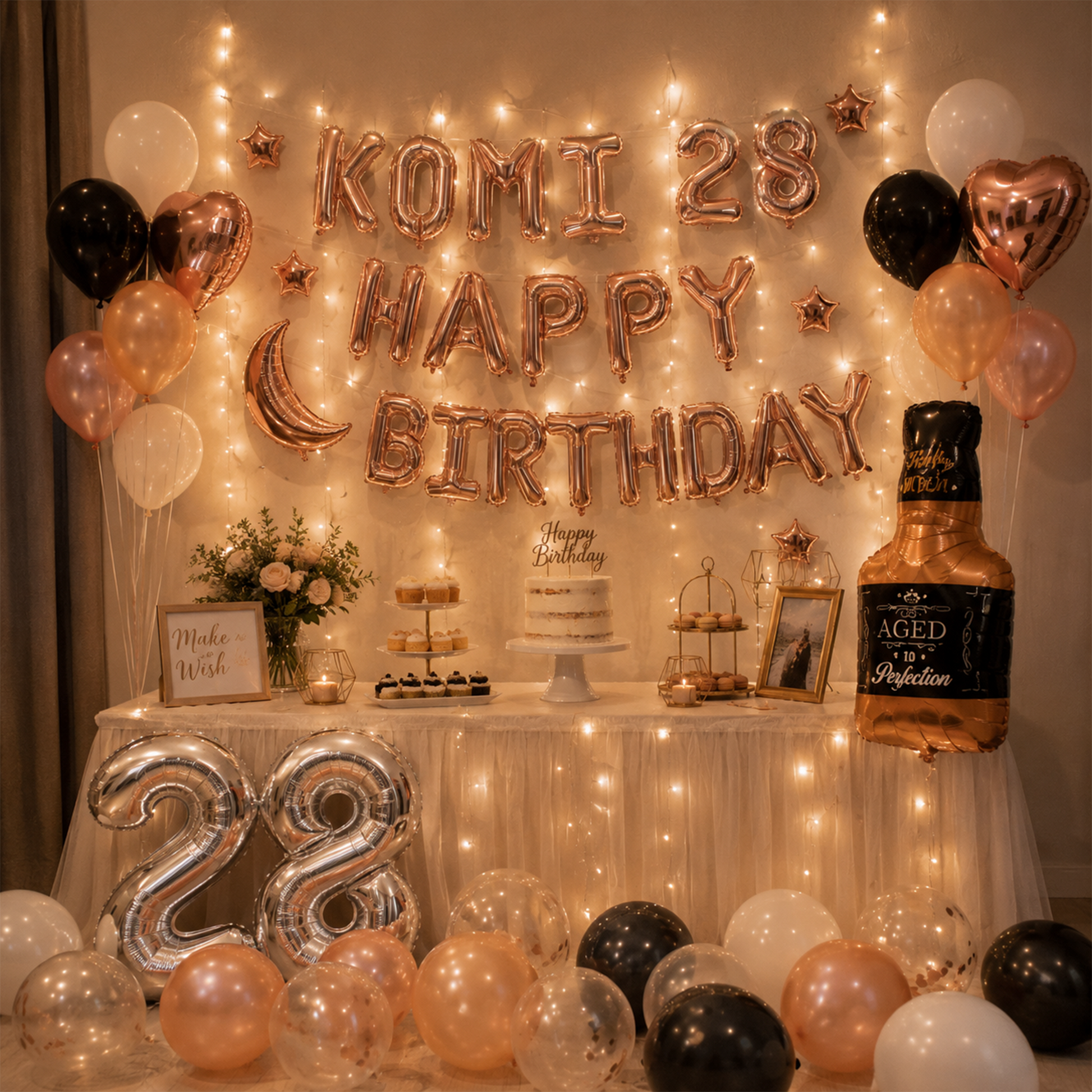 Top Choice for Birthday Parties 💕 Black & Rose Gold Balloon Set — Full Marks for Atmosphere! | H001 party X party