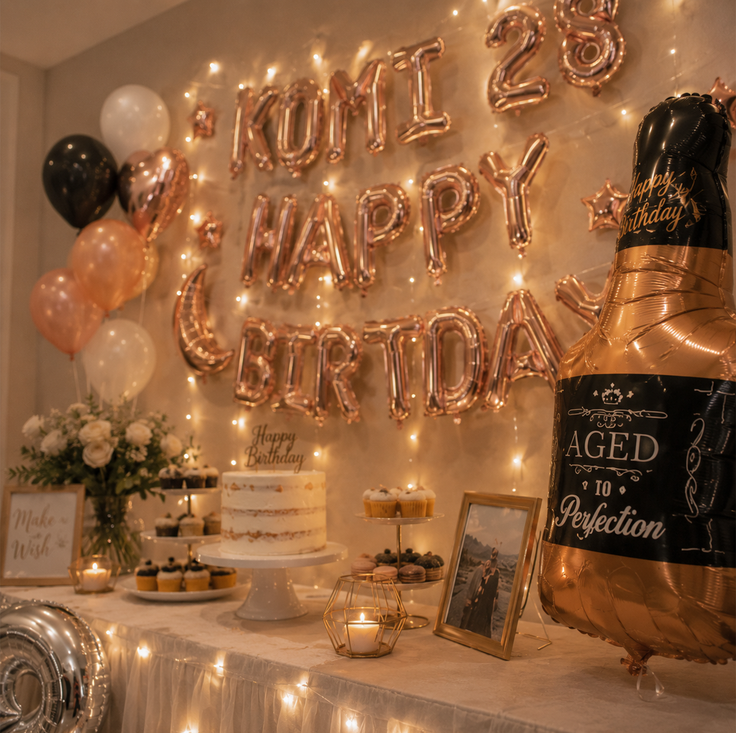 Top Choice for Birthday Parties 💕 Black & Rose Gold Balloon Set — Full Marks for Atmosphere! | H001 party X party