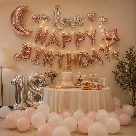 LOVE Balloon Decoration for Proposals & Parties in Macaron Pink & Matte White - S091 party X party