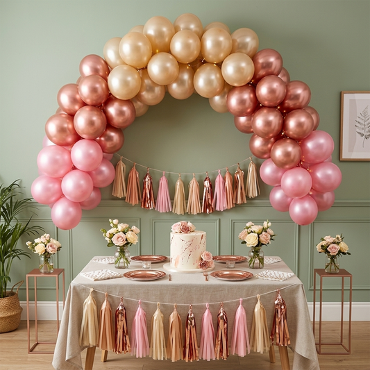 Pearl Balloon Set Rose Gold Champagne Gold Pink - S154 party X party