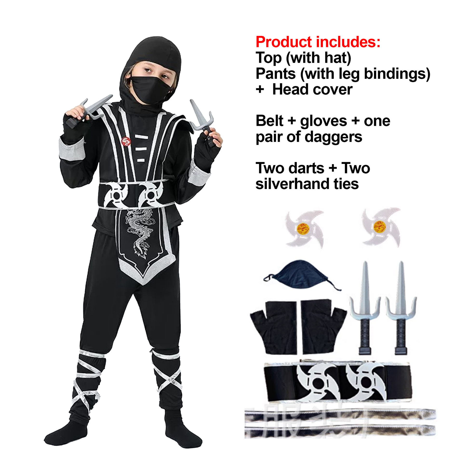 Halloween Children’s Ninja Costume Cosplay Anime Kids Samurai Outfit party X party
