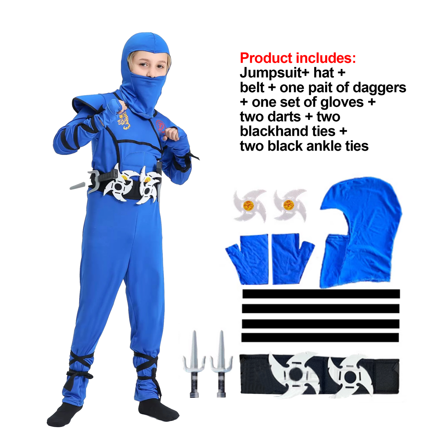 Halloween Children’s Ninja Costume Cosplay Anime Kids Samurai Outfit party X party