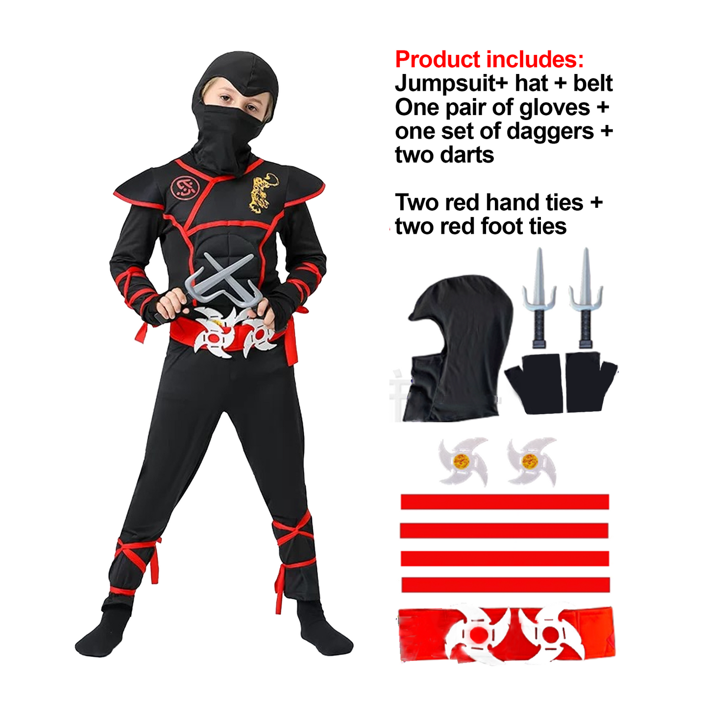 Halloween Children’s Ninja Costume Cosplay Anime Kids Samurai Outfit party X party