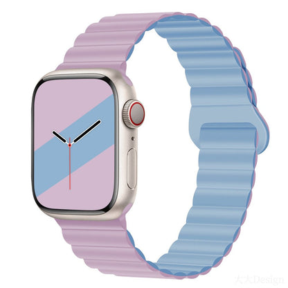 Applicable to Apple watch straps 1-10 generations Apple iwatch9S10 second generation two-color buckle silicone magnetic watch strap – SW-03 party X party