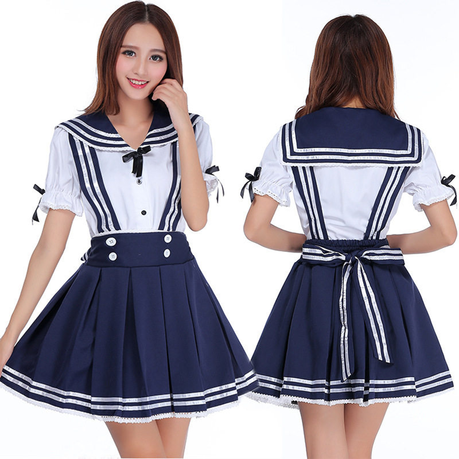 Japanese Soft-Girl Sailor Maid Set | Lolita Academy Style Cosplay Costume | Women’s Anime Sailor Collar Maid Outfit C040 party X party