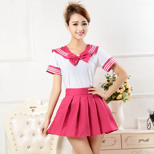 Fresh Summer JK School Uniform | Short-Sleeve Japanese Sailor Suit Set - Korean-Style Academy Pleated Skirt Outfit (C044) party X party