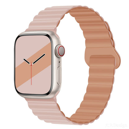 Applicable to Apple watch straps 1-10 generations Apple iwatch9S10 second generation two-color buckle silicone magnetic watch strap – SW-03 party X party