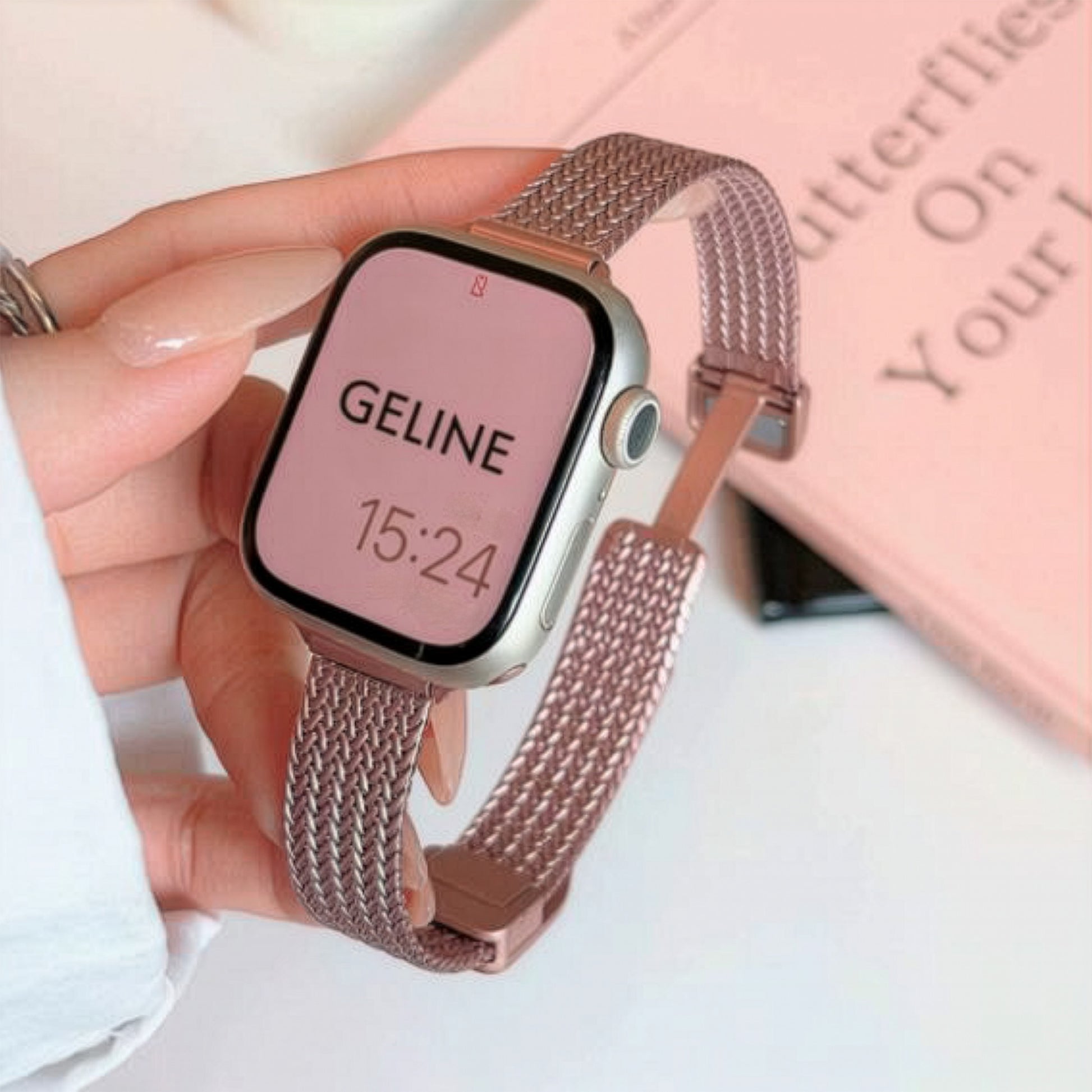 Apple Watch Stainless Steel Wheat Chain Magnetic Band – Women’s Strap SW-13 party X party