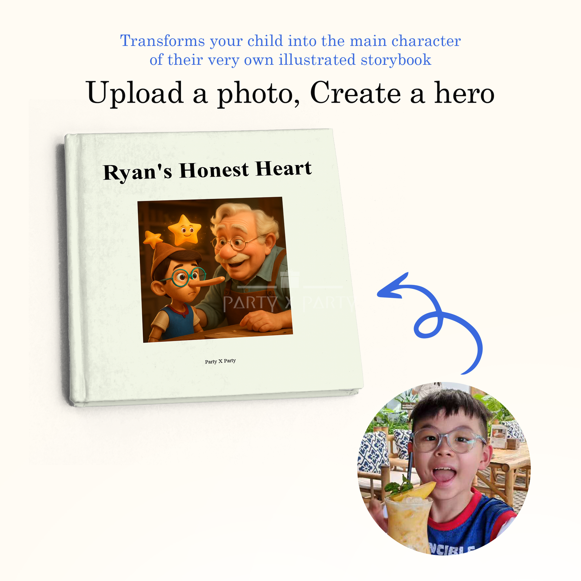 Ryan's honest heart Customized Book party X party