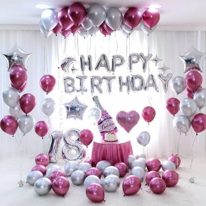 Metallic Red and Silver Balloon Set for Party Decoration – S003 party X party