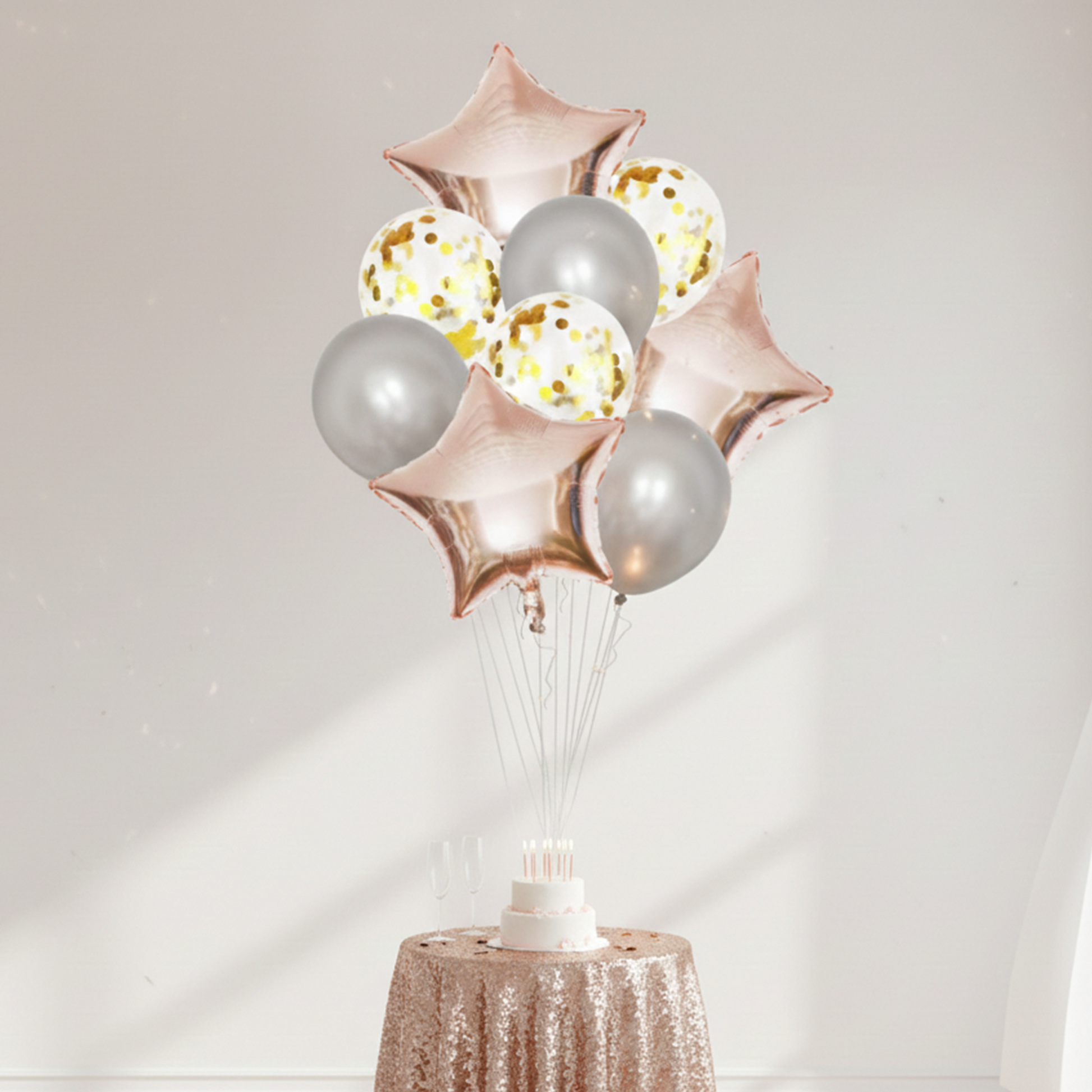 Party Sequins Star Balloon Decoration Set - Gold and Silver Rose S010 party X party