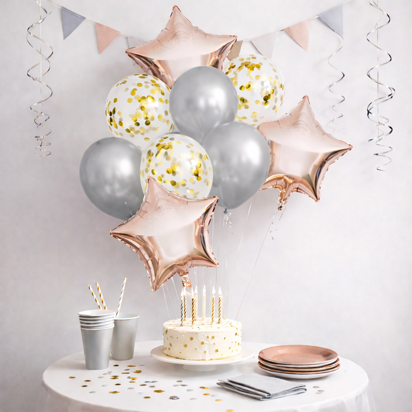 Party Sequins Star Balloon Decoration Set - Gold and Silver Rose S010 party X party