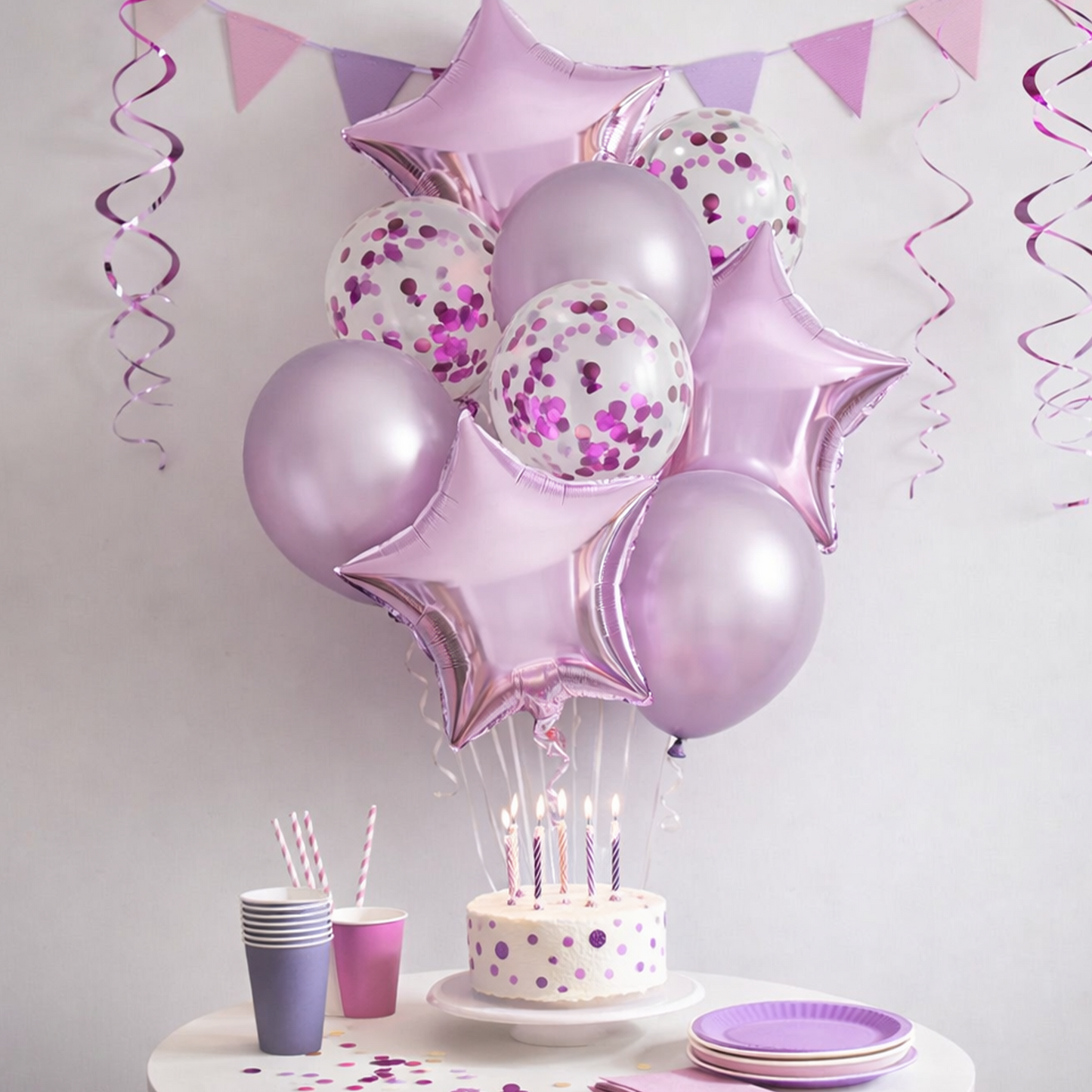 Party Sequins Light Purple Star Balloon Decoration Set – S012 party X party