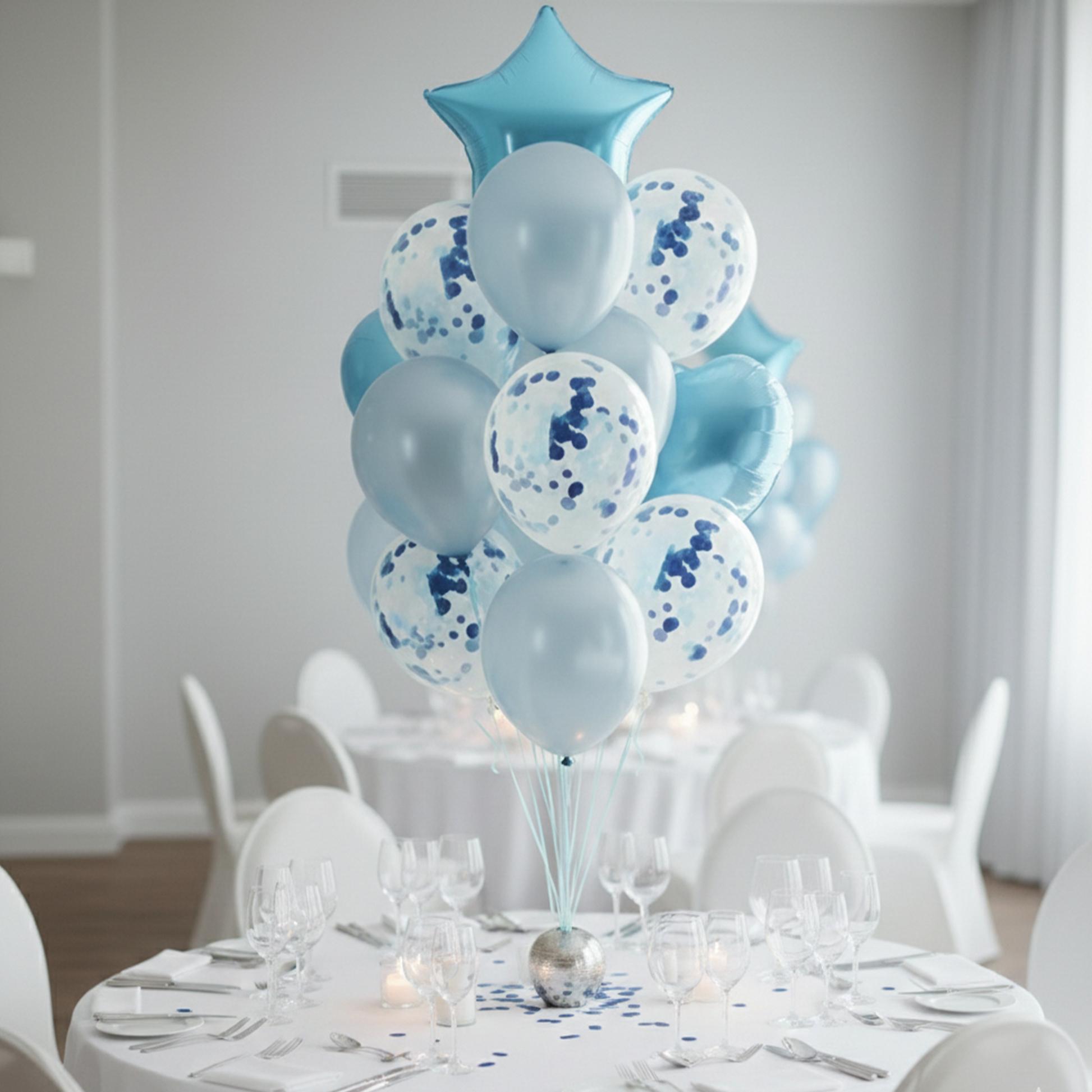 Party Sequin Balloon Star Heart Balloon Decoration Set Light Blue - Light Blue Sequin Balloon Decoration S018 party X party